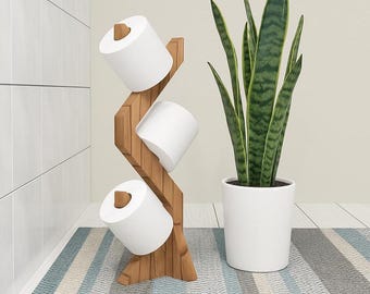 Portarrollos de papel higiénico de madera rústica: decoración de baño independiente