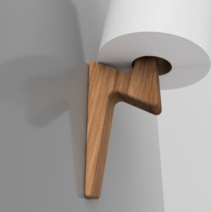 Wall Mount Toilet Paper Holder Wooden Toilet Roll Hanger Unique Wood Rack For WC Bathroom Small Minimalist Lightning Bolt