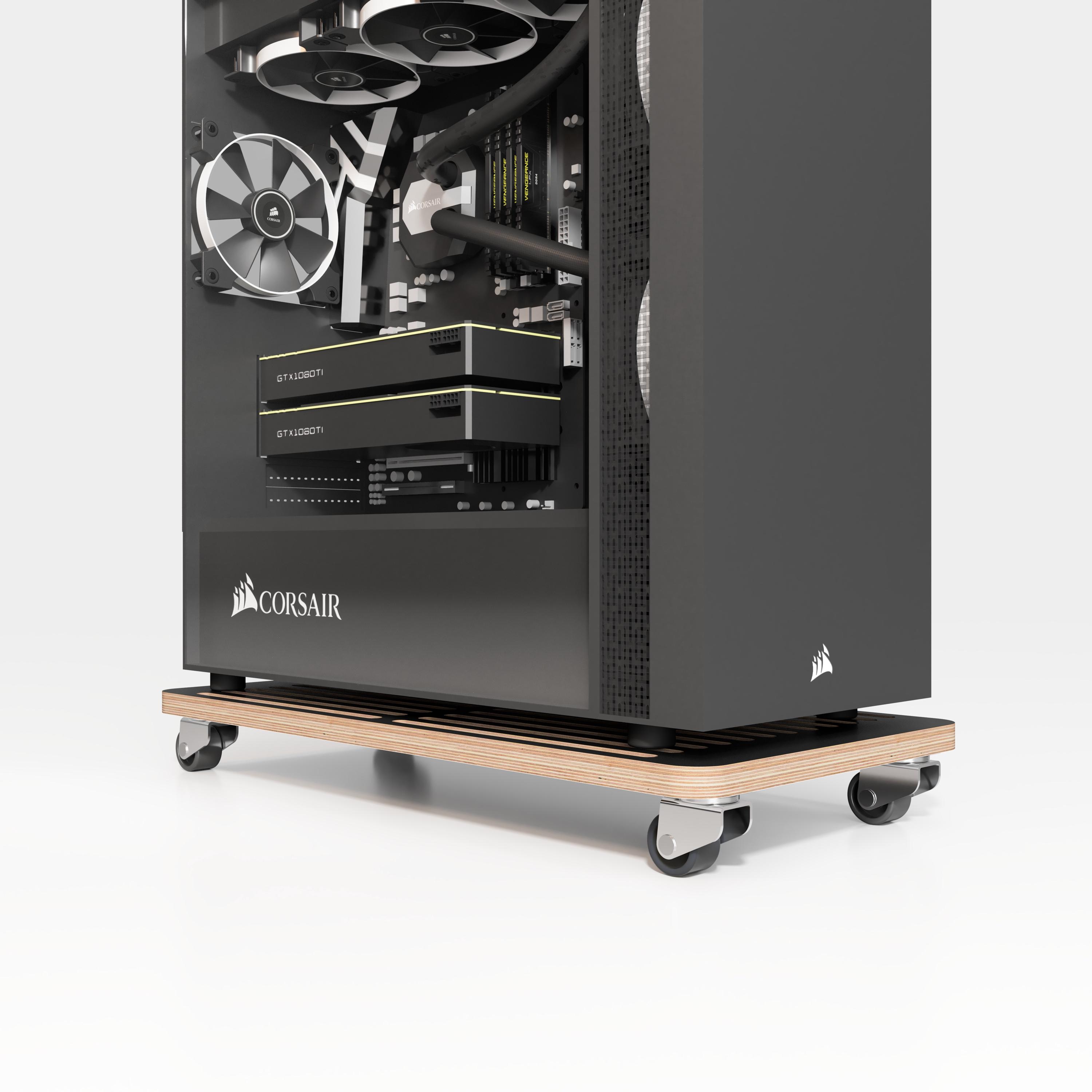 Rolling PC Tower Stand With Cooling Vents: Laminated Plywood Riser - Etsy