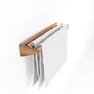 Wooden Towel Hanger: Wall Mounted Three-Rail Rack
