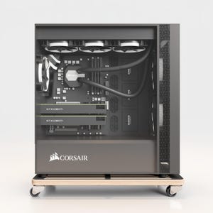 Computerstandaard met wielen, koelkussen, verrijdbaar verrijdbaar, houten gelamineerd multiplex verhoger voor stationaire pc-torenbehuizing, unieke gamingstandaard.
