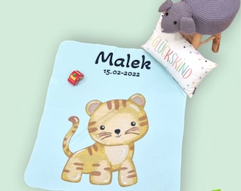 Baby Decke personalisiert Teddy Bär, Kuscheldecke personalisiert, Geschenk Geburt personalisierbar, Babydecke mit Namen, Decke mit Stofftier