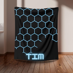 Manta gamer personalizada | Regalo gamer, neón, videojuegos | Regalo de cumpleaños para amantes de los videojuegos | Accesorios