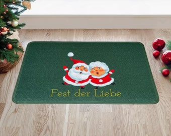 Weihnachten Fußmatte mit Weihnachtsmann und Frau; weihnachtliches Paar; Familien Fussmatte als Geschenk oder Dekoration für Festtage