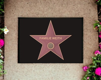 Gepersonaliseerde deurmat, Walk of Fame-ster, deurmat met naam, ideaal als cadeau, housewarming, verhuizing of verjaardag voor vrienden en familie