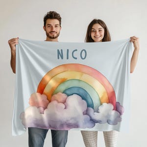 Baby & Child Blanket | Personalized for Girls and Boys | Birth, Birthday, for Child | Rainbow with Name, Cuddly Blanket for Baby