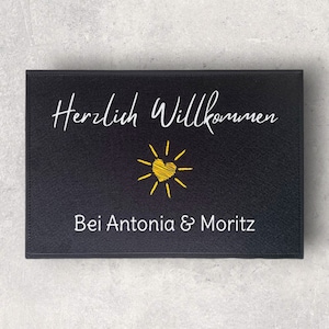 Personalized doormat | Sun with heart | as a gift for family, friends, couples or parents | Doormat with name, personalization