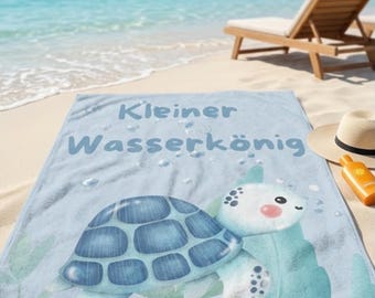 Personalized beach towel/lounger for children with name | Turtle | Ideal gift for children, siblings | For beach & pool