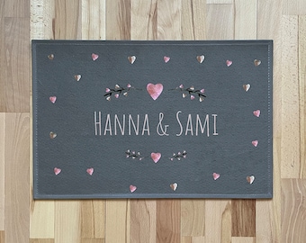 personalisierte Fußmatte Familie personalisiert Geschenk zum Einzug Türmatte Hochzeitsgeschenk Herzdesign Fußmatte mit Namen Einweihung