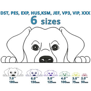 Dog Head embroidery design 6 Sizes Cartoon Dog machine embroidery file Dog head Sketch Drawing outline motif
