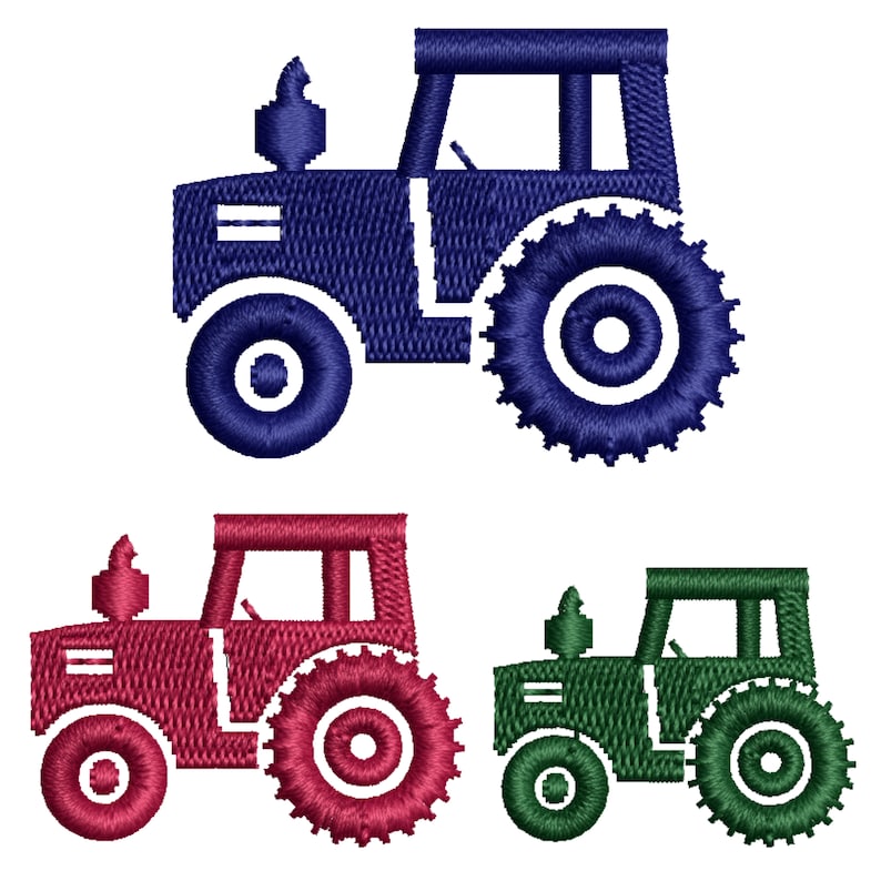 Mini Tractor Embroidery Design 3 Small Sizes - Tiny Farm Tractor ...