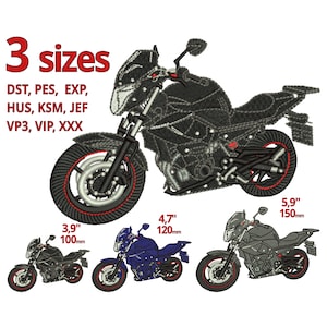 Motorcycle embroidery design 3 sizes - Streetbike Biker Rider machine embroidery file - Speedjunky Motorbike Motos XJ6 Yamaha