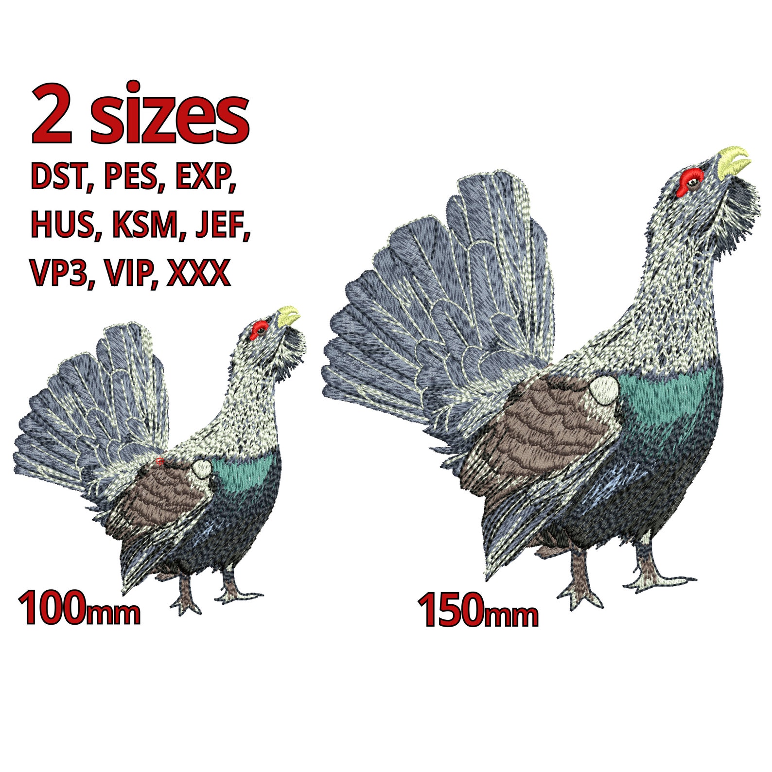 GROUSE Embroidery Design 2 Sizes - Animal Kingdom Grouse Machine ...