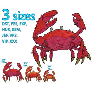 Crab embroidery design 3 sizes- Lobster Crawfish machine embroidery file Anti Cancer Logo - Sea Food cooking Cajun Shrimp Motif