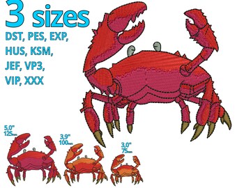 Crab embroidery design 3 sizes- Lobster Crawfish machine embroidery file Anti Cancer Logo - Sea Food cooking Cajun Shrimp Motif