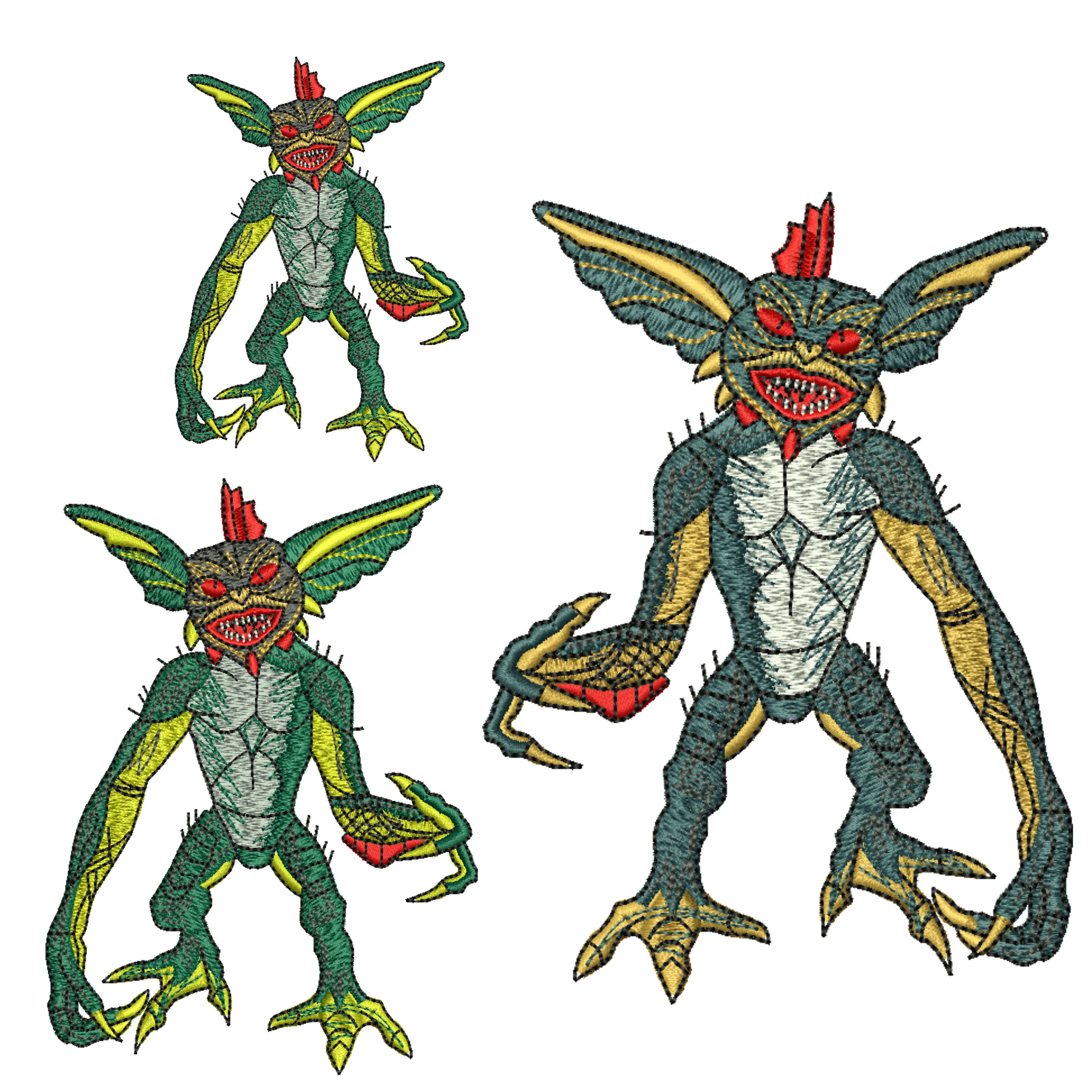 Gremlins Embroidery Design 3 Sizes - Evil Gizmo Gremlin Mogwai Machine ...
