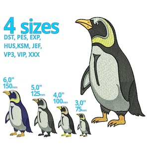 Pinguin embroidery design - 4 sizes | Real Pinguin Bird machine embroidery file Animal Kingdom  |Antarctica Madagascar Comic Cartoon