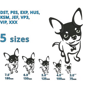 Chihuahua embroidery design 5 sizes, Lovely dog outline machine embroidery file simple dog head drawing puppy decoration