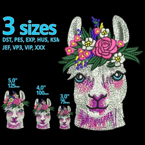 Cute Lama embroidery design - 3 Sizes Lovely looking female Lama head machine embroidery file - Girl comic head safari animal kingdom
