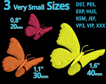 Schmetterling sehr kleines Stickmuster 3 Größen- voll bestickte einfache Schmetterlinge Maschinenstickerei Dateien - Motiv Symbol Dekoration