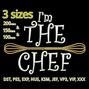 Cooking Embroidery design - The Chef Whisk Kitchen Baking machine embroidery file - Wisdom Saying Hobby amateur Bakery - Apron kitchen towel