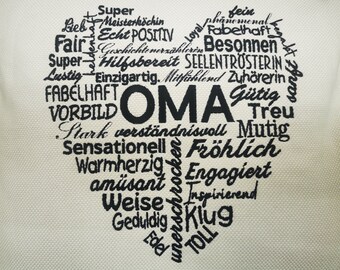 Stickdatei OMA Wörterherz - Stickerei OMA Herz aus Wörter Spruch für Stickmaschine Großmutter Wortherz