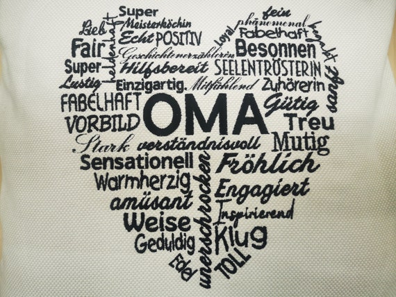 Stickdatei OMA Wörterherz - Stickerei OMA Herz aus Wörter Spruch für Stickmaschine Großmutter Wortherz