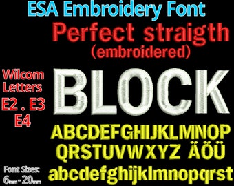 Straigth BLOCK ESA font | Wilcom Arial/ Small-Medium Block font file| works with E2 E3 E4 | ESA Calligraphy embroidery font | exact styled