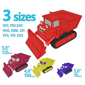 Excavator embroidery designs dump truck| 3 sizes | Mini construction excavator Tractor bob machine embroidery file builder machine