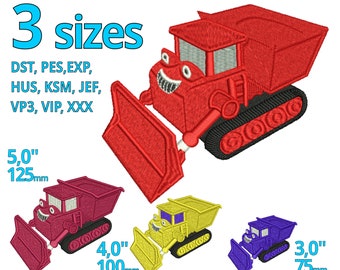 Diseños de bordado de excavadoras camión volquete / 3 tamaños / Mini excavadora de construcción Tractor bob machine bordado máquina constructora de archivos