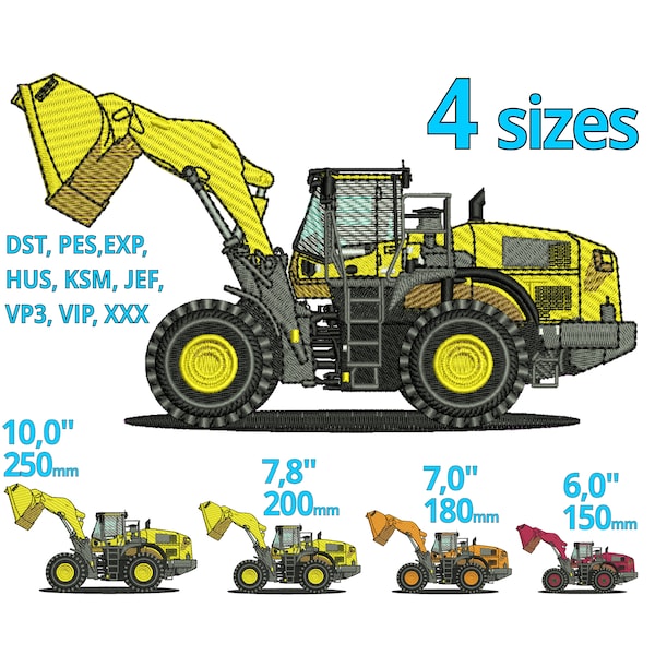 Backhoe Excavator embroidery designs | 3 sizes | real construction excavator Tractor machine embroidery file vehicles stiching