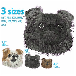 Pomerian embroidery design 3 sizes, longhair mini Spitz dog head machine embroidery file real doghead realistic Photo embroidery to download