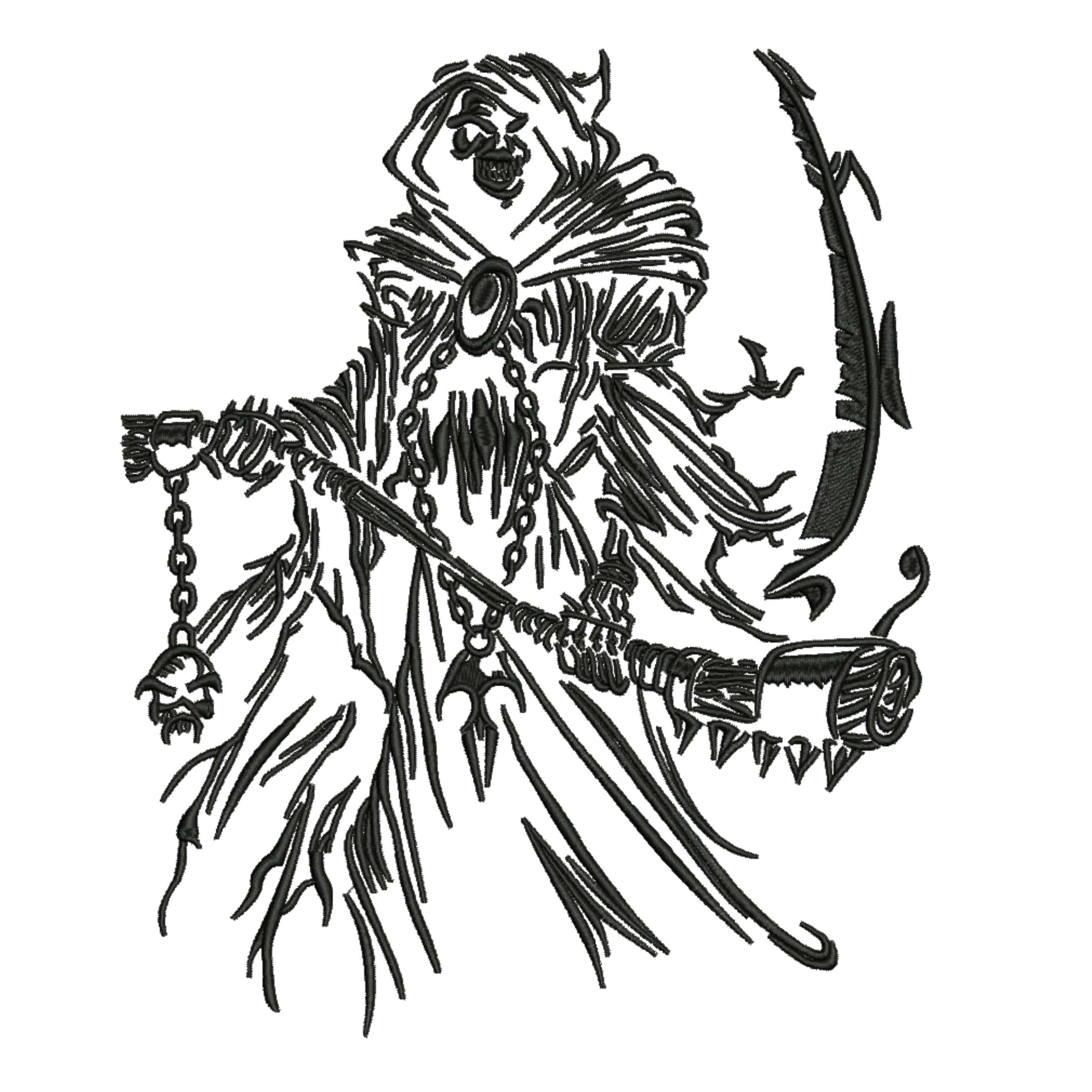 Grim Reaper Embroidery Design - Skeleton Death Man Machine Embroidery ...