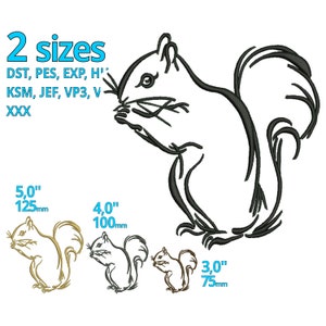 Disegni di ricamo scoiattolo 3 dimensioni mini semplice file di ricamo a macchina sagoma scoiattolo Scoiattolo fauna selvatica Motivo decorativo contorno animale