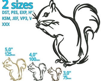 Squirrel embroidery designs 3 sizes mini simple squirrel silhouette machine embroidery file Chipmunk wildlife Animal outline deco motif