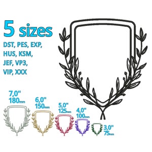 Embroidery frame design 5 sizes - Monogramm edge laurel wreath machine embroidery file anniversary - border Name Decoration