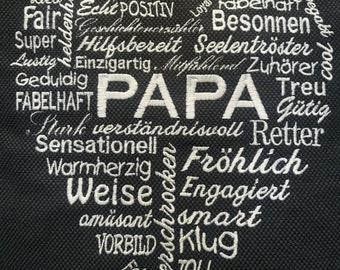 Stickdatei PAPA Wörterherz - Stickerei Papa Herz aus Wörter Spruch für Stickmaschine Vater Wortherz