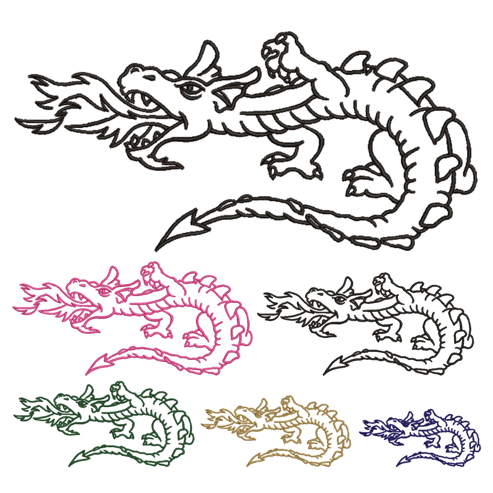 Fire Dragon Embroidery Design - Cute Dragon Machine Embroidery File ...