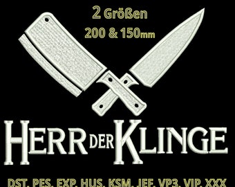 Stickdatei Herr der Klinge - Grillmeister BBQ Stickmotiv Geschenk Motiv - Herr der Ringe Logo Stickerei für Koch - Küchenchef Stickprogramm