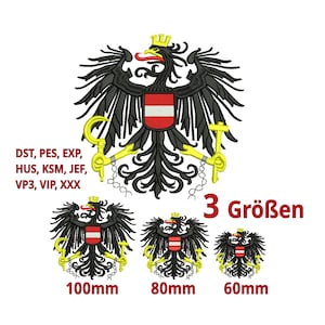 ÖSTERREICH Adler Stickdatei 3 Größen - Austria Wappen Staatswappen österreichischer Adler Stickmotiv Stickprogramm Trachtenstickerei