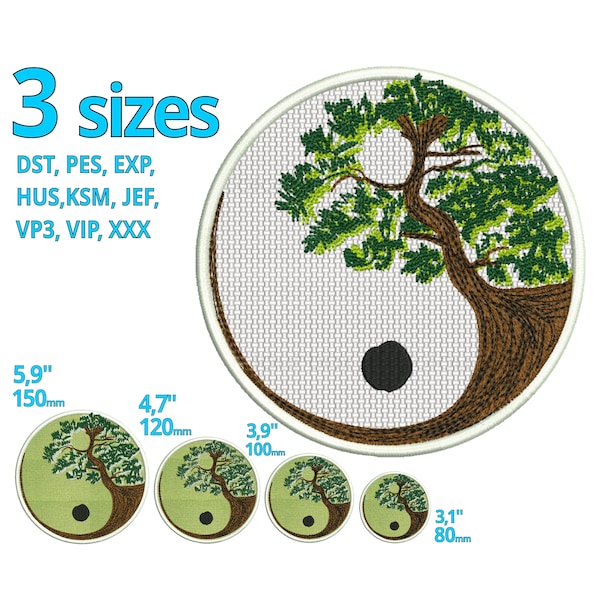 Applique Tree of life embroidery design | ITH Yin Yang machine embroidery file bonsai nature mandala | Yoga mediation esoterik inspiration