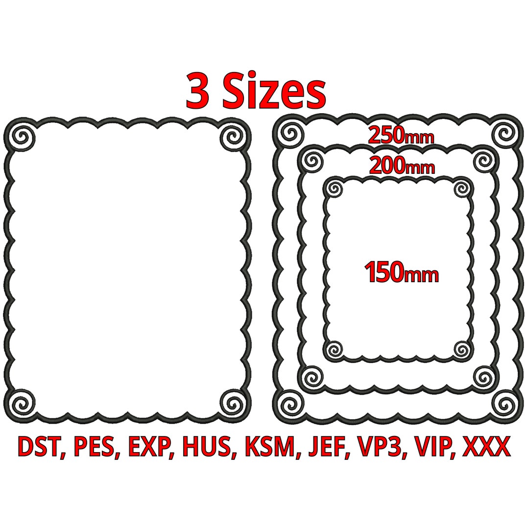 Rectangle Applique Embroidery Design ITH - 3 Sizes- Picture Frame ...