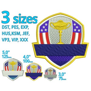 USA Cup Trophy embroidery design 3 sizes - America Championship machine embroidery file US tournament United States of America