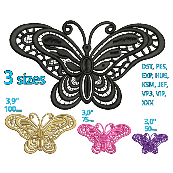 Butterfly Tattoo embroidery design 3 sizes- Butterfly Floral Flower machine embroidery file Deco lovely cute butterflies nursery Decor