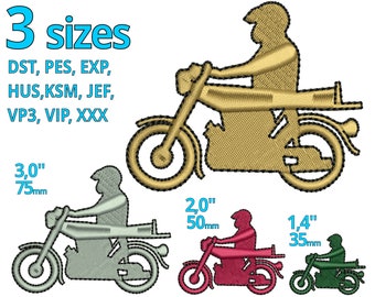 Kleines Moped Stickmuster 3 Größen - Vintage Motorrad Retro Bike Maschinenstickerei Datei - Rider Old Motorrad Roller Sammler Logo