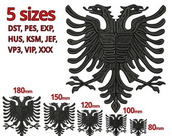 Albanien Stickdatei 5 Größen Wappen Albanischer Adler Stickdatei - Skedar qendisje Albanien - Doppeladler Sigil