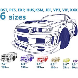 Sport Car embroidery design 6 sizes, Sport Auto machine embroidery file Racing car motive