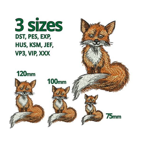 Stickdatei Fuchs 3 Größen | Echter Fuchs Stickdatei schöne Waldtier Kunst Zeichnung - Kinderzimmer Idee - Sofort download Mini Fuchs