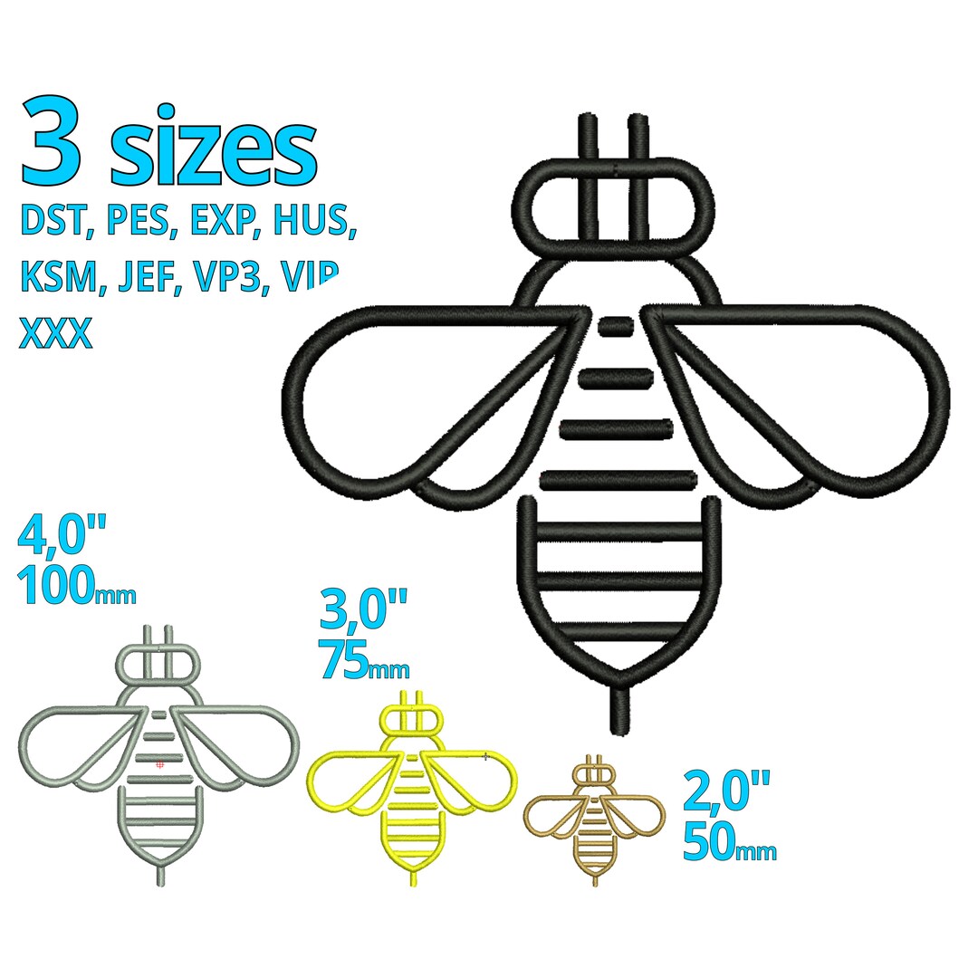 Simple Bee Embroidery Design 3 Sizes -flying Bees Embroidery Machine ...