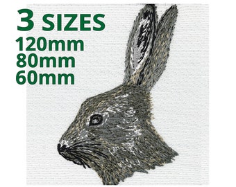 Peut inclure: Patch brodé représentant la tête d'un lapin brun avec une longue oreille. Le patch est disponible en trois tailles : 120 mm, 80 mm et 60 mm.